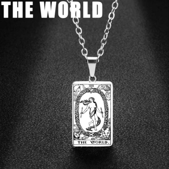 Iron Fist Jewelry - Tarot card THE WORLD stainless steel necklace